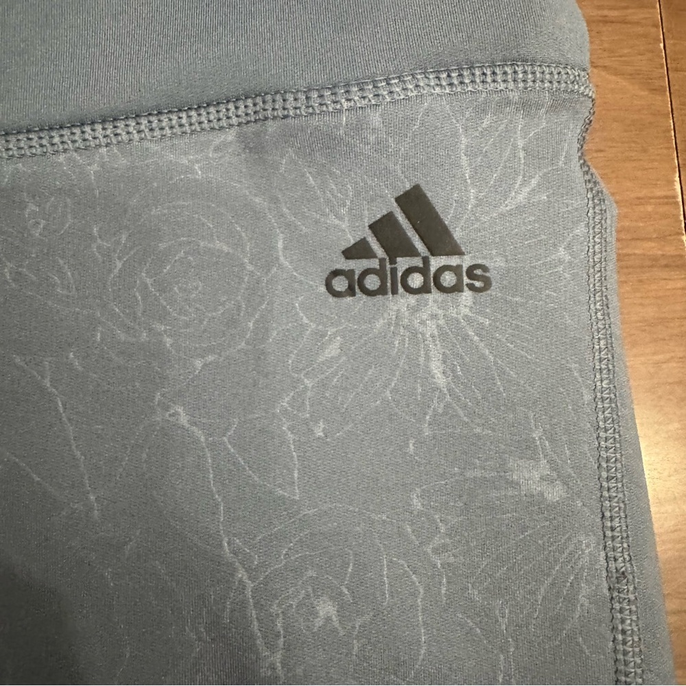 Adidas Womens XL Blue Climalite Climawarm Floral Embossed Cold Weather Leggings - Picture 6 of 13